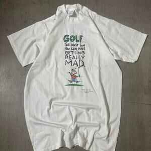 90s Center Star Golf Tee XL White/Green Vintage Single Stitch  Description: